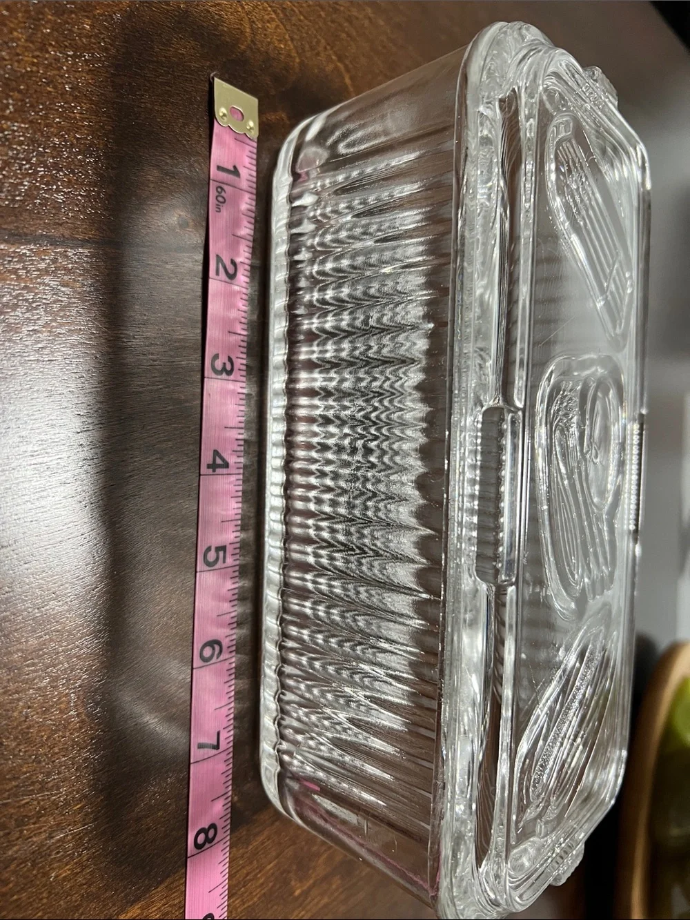 Vintage Clear Glass Dish Loaf Pan with Decorative Lid - Transparent